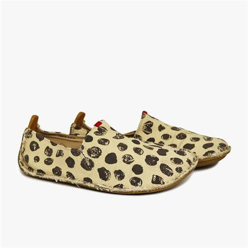 Vivobarefoot ABABA CANVAS DOTS Slip On Dames Beige | JBSGUWK-27