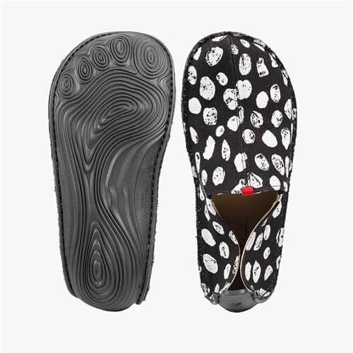 Vivobarefoot ABABA CANVAS DOTS Slip On Dames Zwart | UILNKZP-05