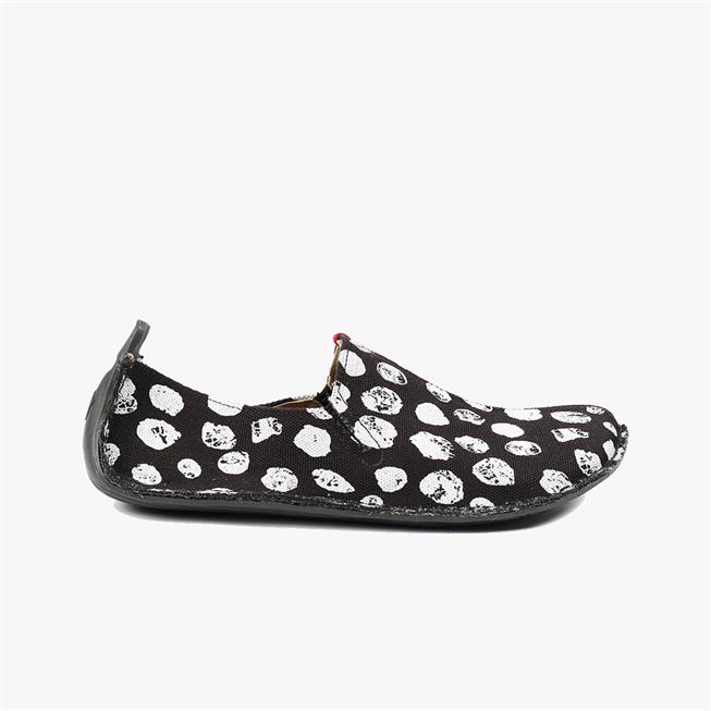 Vivobarefoot ABABA CANVAS DOTS Slip On Dames Zwart | UILNKZP-05