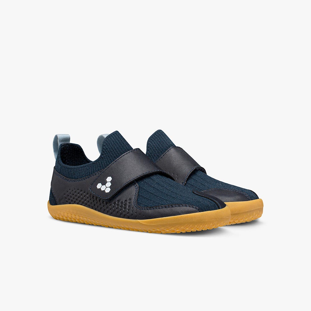 Vivobarefoot Primus Knit II Sneakers Kinderen Black/Navy | LCFQMNE-64