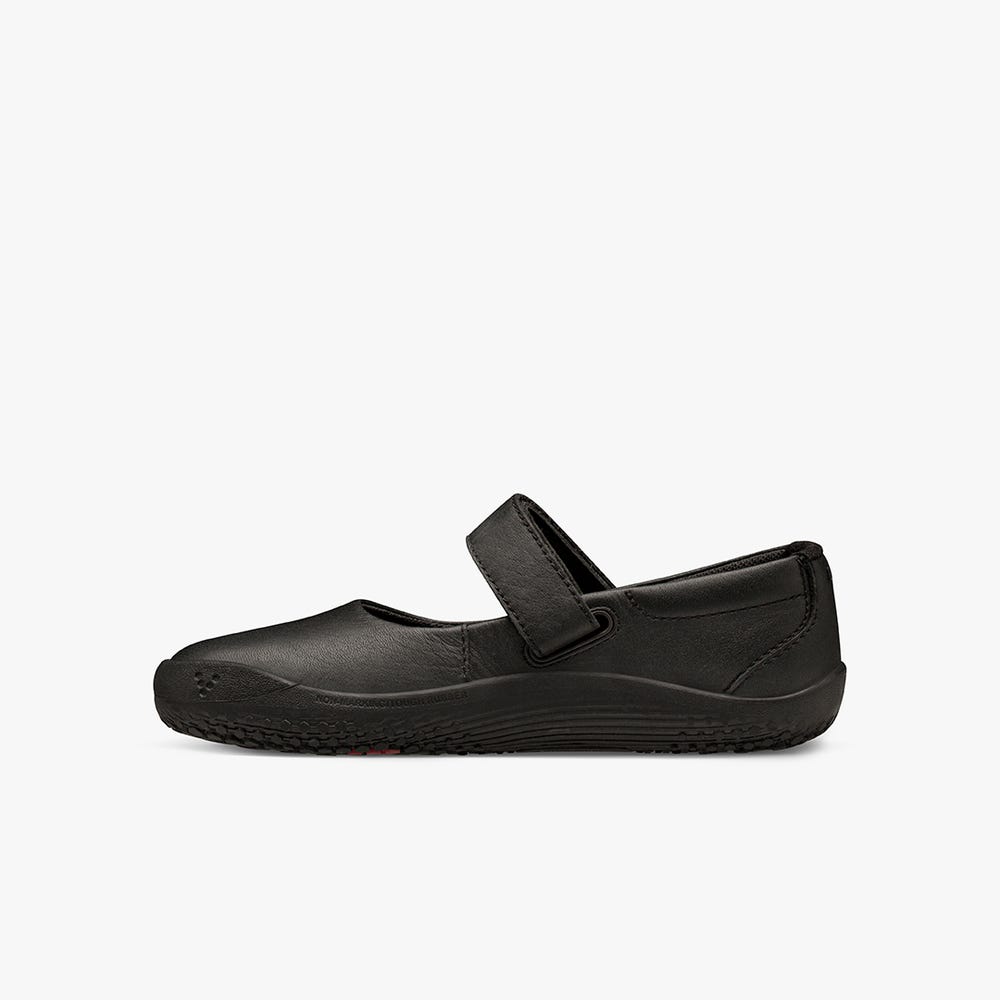 Vivobarefoot Wyn School II Mary Jane Schoenen Kinderen Obsidian | MKBINLG-91